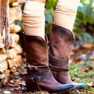 Freebird by Steven Pikes Mid Calf Brown Distressed Leather Boots